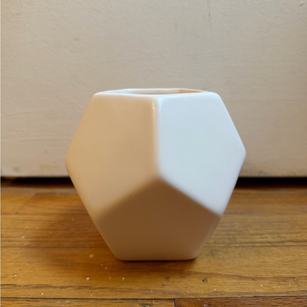 Small Geometric White Ceramic Planter Pot